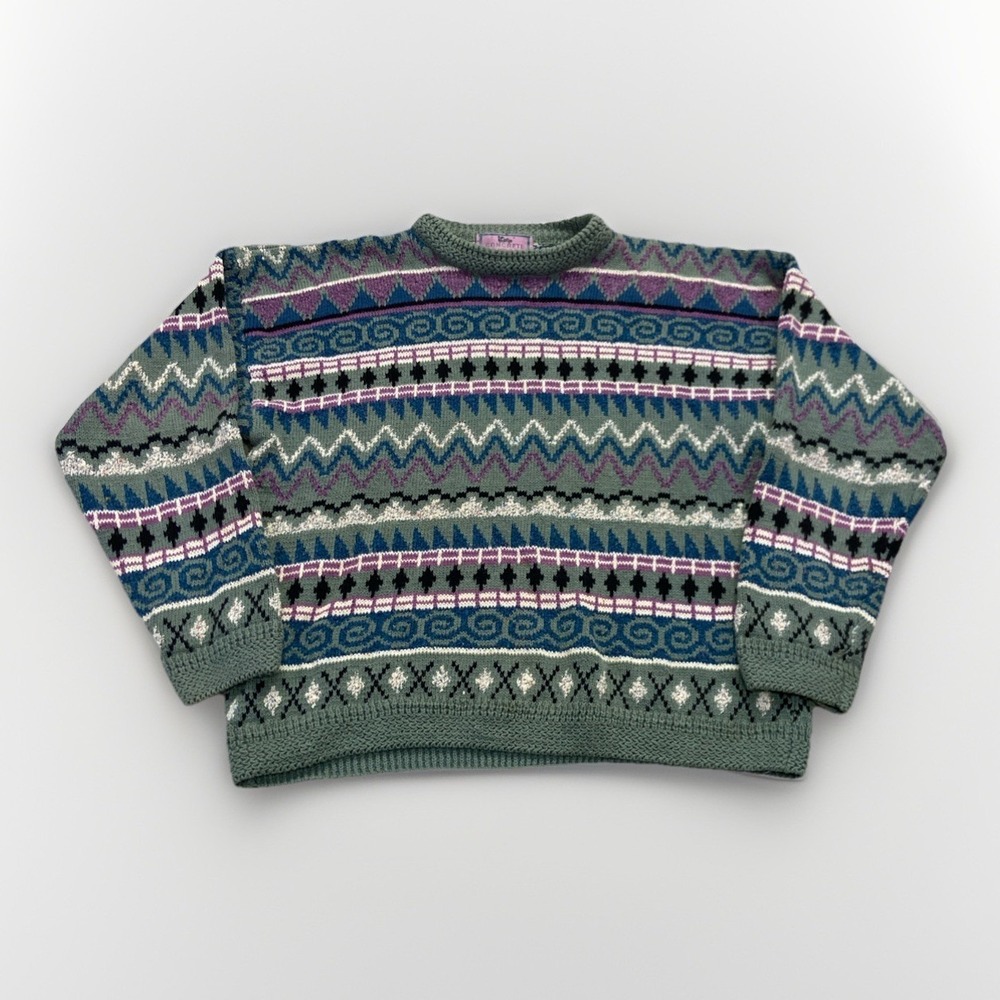 Vintage Concrete Sweater Womens M‎ Cotton Knit Retro 80s 90s Crewneck